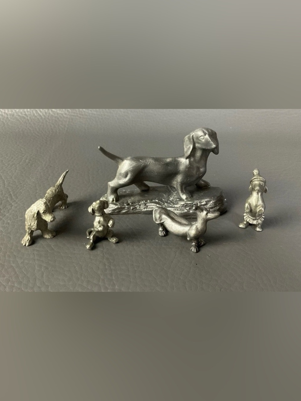 Vintage Pewter Dog Figurines Lot Dachshund